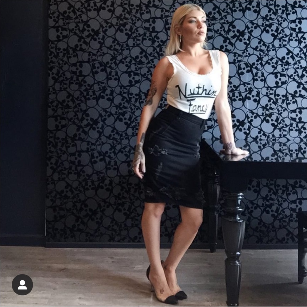 Denim pencil skirt